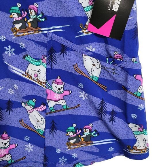 Scrubstar Scrub Top Womens 3X 3XL Blue Stretch Medical Nurse Vet CNA Dental NEW - Picture 4 of 12